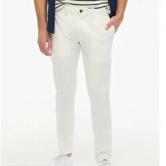 J. Crew Factory h3167 white Slim-fit Flex Chino Pant For Men NWT - Picture 1 of 9